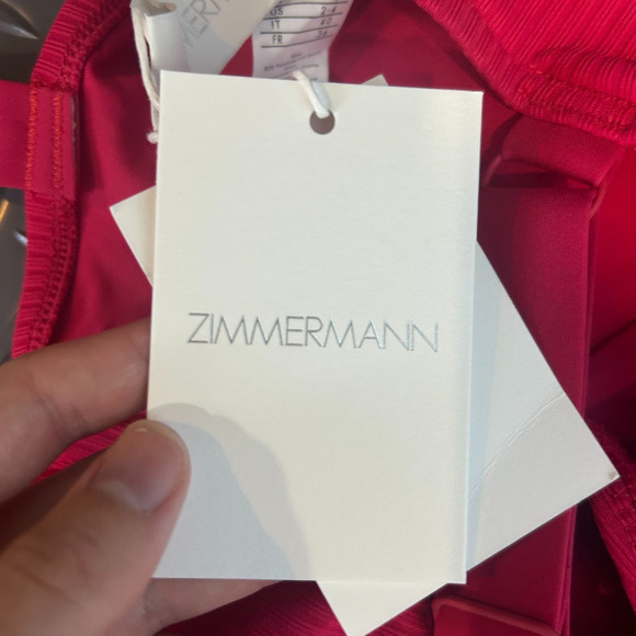 Zimmermann One-Piece Ribbed Deep V Swimsuit Red Women's 2-4 NWT - Picture 3 of 10